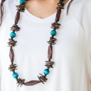 🆕Cozumel Coast: Brown & Blue Wooden Necklace & Earrings set- NWT/NIP